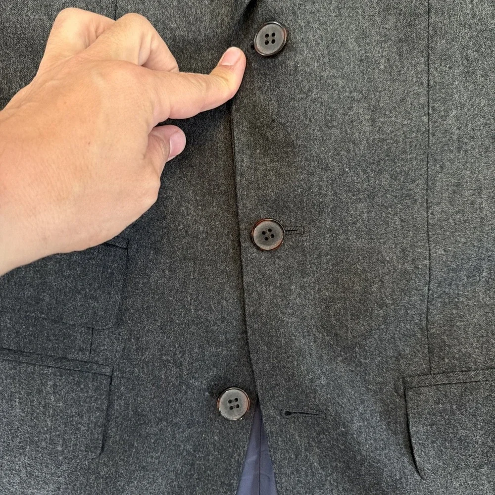 Suit Supply Washington Slim Fit  Jacket Charcoal Grey 100% Wool Super 120 34R